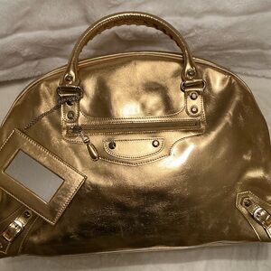 Balenciaga Metallic Gold Satchel